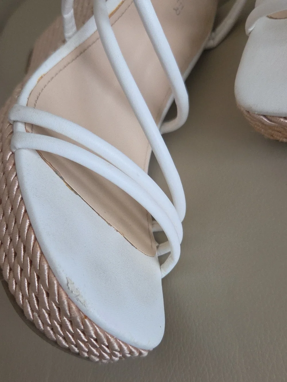 Marc Fisher White Strappy Wedge Sandals